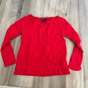 GAP GIRLS RED LONG SLEEVE TOP WITH BUTTONS
